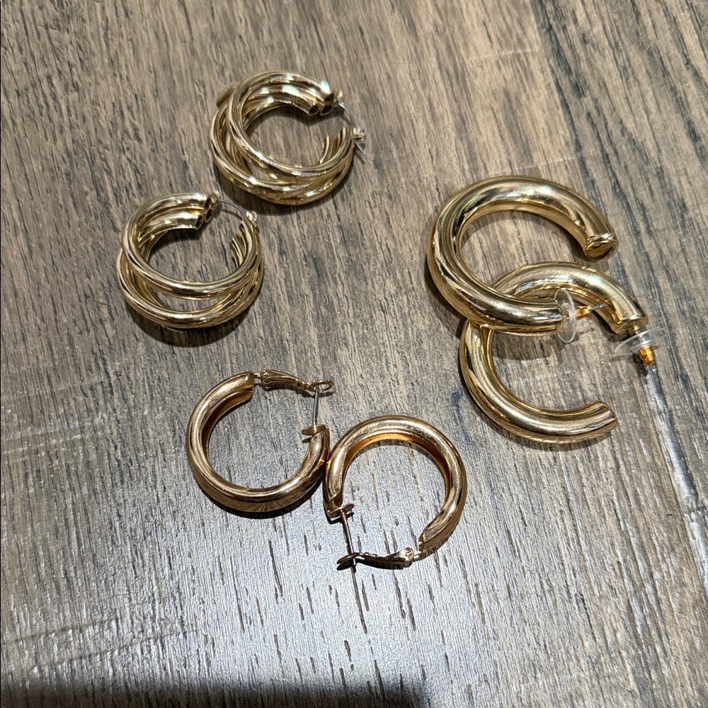 Classic Gold Hoop Earrings – Polished Gold Tone Women's Jewelry Bundle